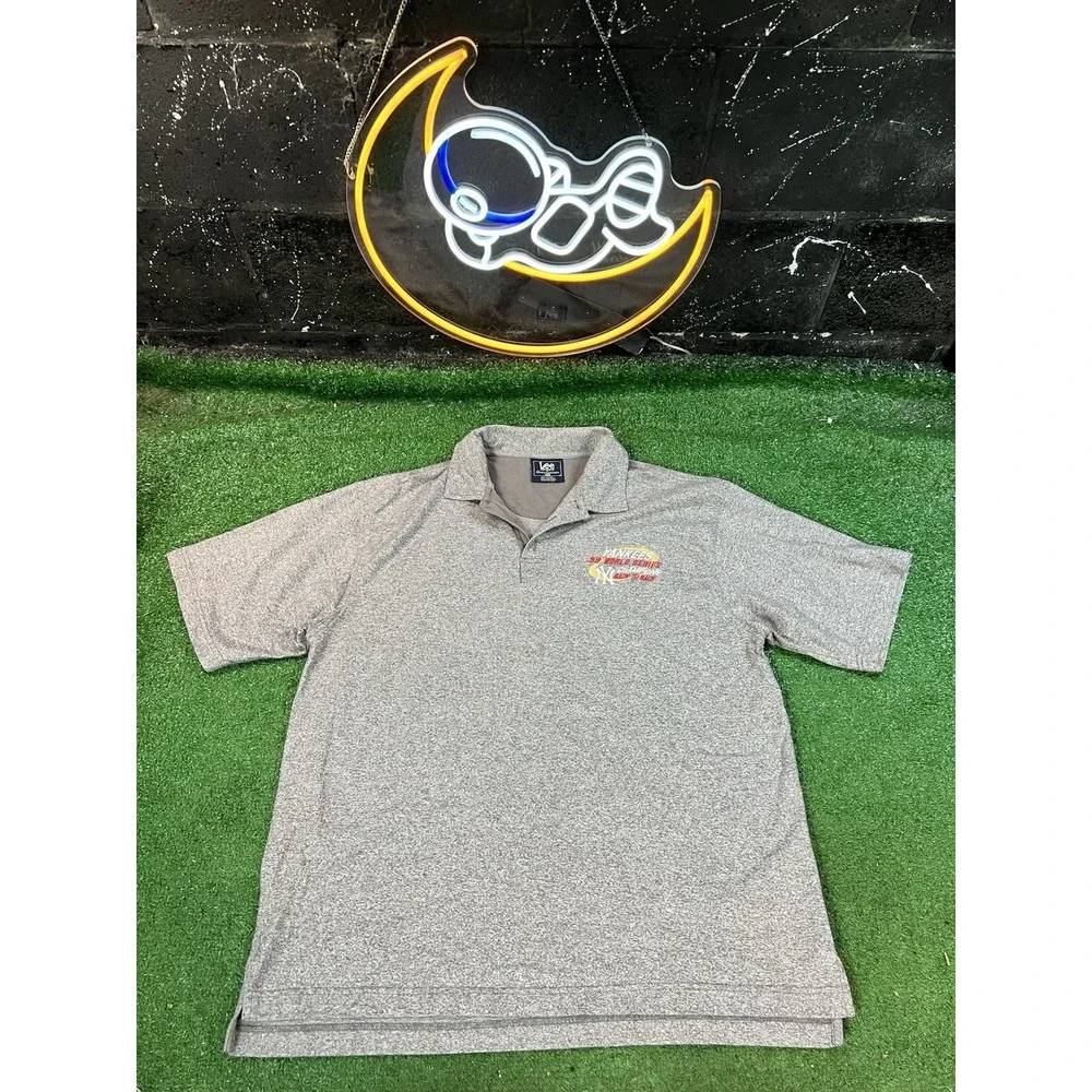 Vintage 1999 Lee Sport New York Yankees World Series Majestic Blue Polo Shirt XL